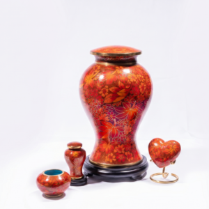 枫叶红景泰蓝骨灰瓮