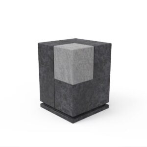 Geometric Dual-Tone Granite Urn