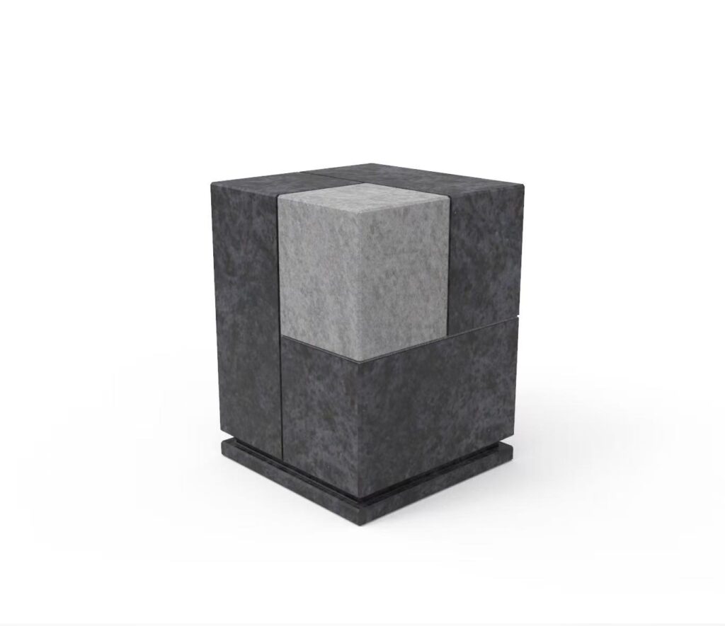 Geometric Dual-Tone Granite Urn